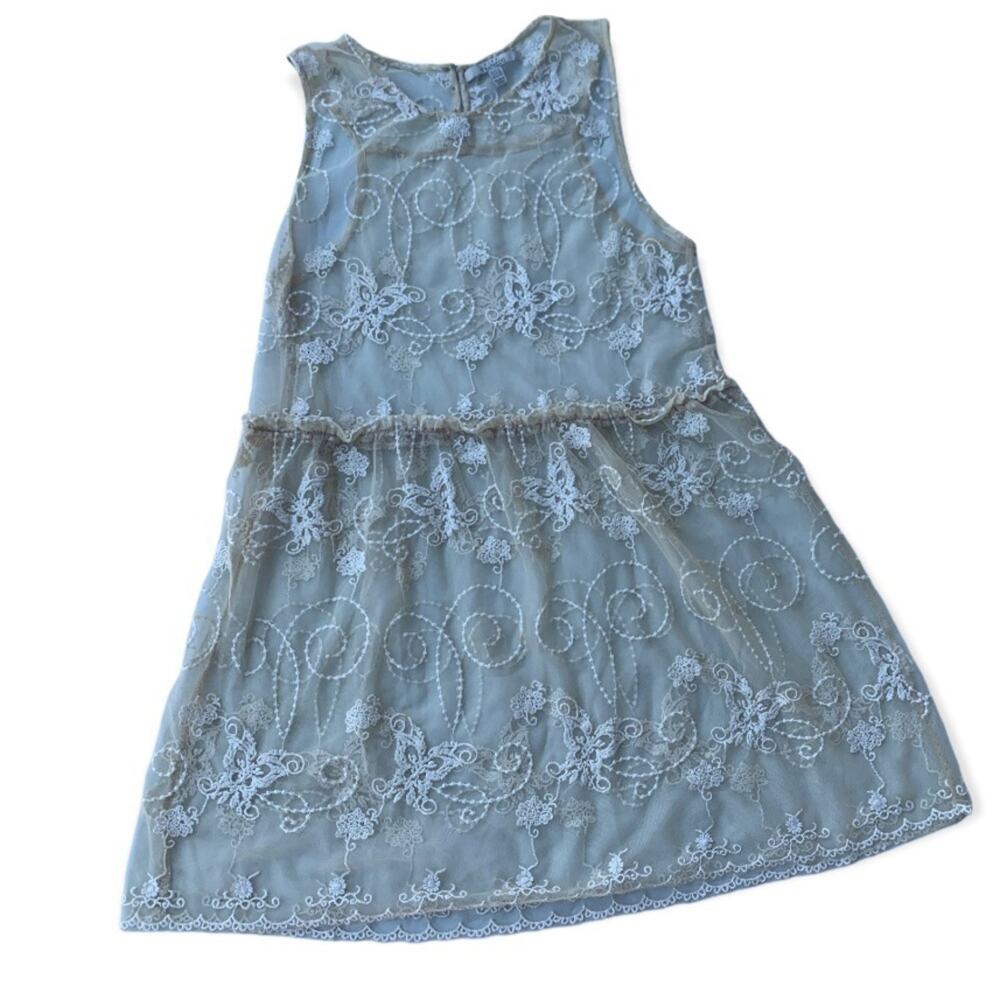 Zara Cream Lace Embroidered Mini Dress Size Medium
